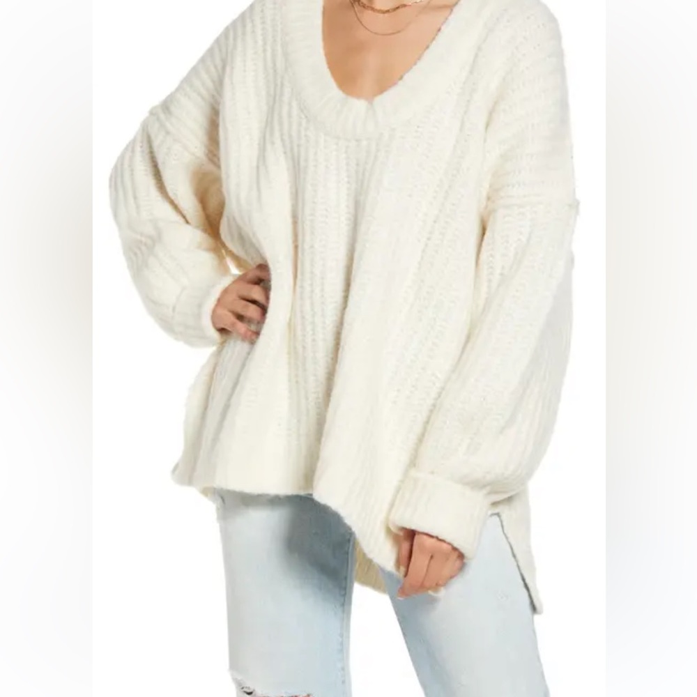 Free People Blue Bell V Neck Sweater